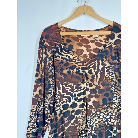 Chicos Travelers Size 1 / Medium Top Animal Print Y2K Cinched Knit Mob Wife - Picture 4 of 12